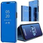 Fodral för Samsung Galaxy A25 5G, blå, Smart Flip Cover 360° starkt skydd, spegeleffekt med stativfunktion Blå