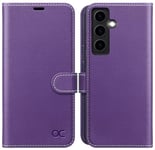 OCASE Compatible with Samsung Galaxy S24 Case, Premium PU Leather Wallet Phone Case with [Card Holder][RFID Blocking][TPU Inner Shell] Shockproof Flip Cover for Galaxy S24 5G 6.2 Inch, Purple Litchi