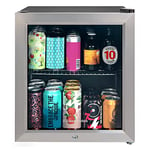 Russell Hobbs Mini Fridge 12 Bottle/46L Lockable Freestanding Stainless Steel Table Top Mini Beer & Wine Fridge, LED Light & Lock and Key with Glass Door RHGWC3SS-LCK