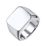 Chevaliere Homme Acier Inoxydable Argenté 54 Bague Ado Garcon Gros Anneau Plat Large Punk Chunky Bijoux Doigt Massif Brillant Epais Cool Cadeau Papa Mari Fêtes des Pères Noël Valentin