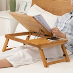 Multi Function Bamboo Laptop Bed Desk Table Foldable Cooling Holder Tray Stand