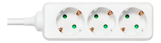 DELTACO – Earthed power strip with 3 sockets, 3 m, white (GT-0304)