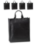 IPEA Sacs de Course Shopper en TNT - 5 pièces - Tote Bag - Dimensions 42 x 37 cm - Sac en Tissu non Tissé réutilisable pour le shopping et les loisirs - Sacs noirs en TNT - Lot de 5 - Noir,