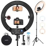 TARION LED Ring Light with Tripod Stand, 19 Inch Dimmable Large Circle Light with Phone Holder for Live Streaming Video Selfie Photography Makeup