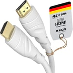 KabelDirekt – Câble HDMI 4K – 7,5 m – disponible en 0,15-22,5 m – pour chaque appareil HDMI (4K@60Hz, HDMI 2.0, High Speed avec Ethernet, Blu-ray, PS5/Xbox Series/Switch, blanc)