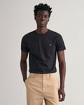 Gant Mens Slim Fit Short Sleeve Shield Logo T-Shirt - Black - Size Large