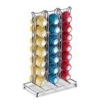 Relaxdays Coffee Pod Holder, Compatible with Nespresso, Stand for 42 Capsules, Metal, HWD: 26.5 x 16.5 x 9.5 cm, Silver, Iron