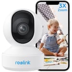 Reolink - 2K+ 5MP ptz Caméra Surveillance 2,4/5GHz WiFi Interieur, Zoom 3X, Audio Bidirectionnel pour Bébé et Animal, Détection de Mouvement &