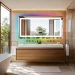 Full Length RGB LED Bathroom Mirror Wall Mounted Anti Fog Bathroom Beauty Salon