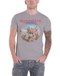 Iron Maiden T Shirt Trooper Vintage Circle Band Logo new Official Mens Grey S