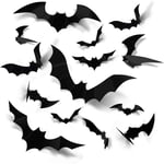 Toolive - Deco Halloween Decoration Chauve-Souris Autocollants 3D Décorations Intérieure Effrayantes pour Mur, Porte et Fenêtre de Maison – 60 Pieces