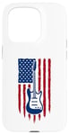 Coque pour iPhone 15 Pro Drapeau américain guitare électrique drapeau américain pour guitariste drapeau USA