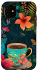 Coque pour iPhone 11 White Pop Art Tropical Magic Book Floral Coffee Books