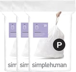 Simplehuman CW0263 Code P Custom Fit Bin Liner Bulk Pack, White Plastic (3 Pack