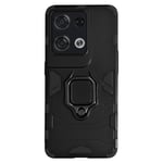 Oppo Reno 8 Pro 5G Hybrid Shockproof Case with Metallic Ring Stand Black