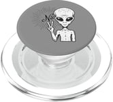 Funny and cute Grey Alien "No" V-Finger Gesture PopSockets PopGrip for MagSafe