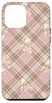 Coque pour iPhone 12 Pro Max Adorable ours en peluche Coquette Rose Plaid doux Fille Vintage