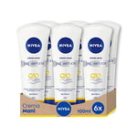 NIVEA Crème pour les mains anti-âge Q10, anti-rides et anti-taches en lot de 6 x 100 ml, crème hydratante pour les mains enrichie en Q10 Complex, crème anti-âge avec filtres UV