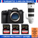 Sony A9 III + FE 200-600mm f/5.6-6.3 G OSS + 3 SanDisk 128GB Extreme PRO UHS-II SDXC 300 MB/s + Ebook '20 Techniques pour Réussir vos Photos' - Appareil Photo Professionnel