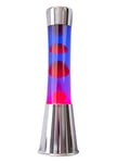 FISURA - Lampe à lave rouge et violette. Base chromée, liquide violet et lave rouge. Lampe d'ambiance originale. Avec ampoule de rechange. 11 cm x 11cm x 39,5 cm.