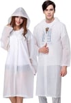 Poncho Pluie,2 Pièces Poncho Impermeable,Réutilisable Poncho Matériel EVA,Poncho Pluie Femme et Homme,Parfait pour Les Festivals de Camping et Les Randonnées, Blanc, Taille Unique