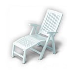 I Giardini Del Re - Chaise longue Lucrezia Relax avec repose-pieds en plastique blanc 60x103x105 cm pour jardin exte'rieur piscine de plage