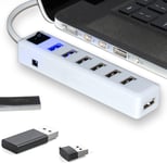 Hub Usb,7 Ports Noir Usb Multiple Répartiteur Usb,Multiprise Usb Portable,Multiple Ports Pour Pc,Adaptateur Usb Pour Windows,Mac Os X,Linux