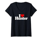 Womens I LOVE HEART HUNTER NAME ON A TEE V-Neck T-Shirt