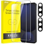 JETech Protection D'écran pour Samsung Galaxy S24 FE avec Protecteur d'Objectif de Caméra, Film en Verre Trempé, Compatible Empreinte Digitale ID, HD Transparent, 2 Pièces Chacun