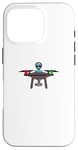 Coque pour iPhone 16 Pro Design drôle de pilote de drone extraterrestre OVNI.