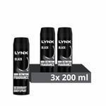 Lynx Black 48 Hours of Odour-Busting Zinc Tech Deodorant Bodyspray Deodorant to Finish Your Style 200 ml, Pack of 3