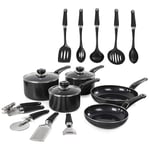 Morphy Richards 14 Pce Cookware Set,Frying Pans & Saucepan Black - 970040