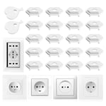 Vinabo 20PCS Cache Prise Bébé avec 2 Clés, Cache Prise Electrique Universal pour Securite Enfant, Protection Prise Electrique Bebe pour Domestique (Blanc)