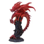 Nemesis Now Figurine draconique Roots de 28,5 cm, en résine, Figurine de Dragon Rouge sur Pierre, Ornement Dragon Rouge, Article Cadeau Dragon à Collectionner, coulé dans la Meilleure résine,