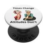 Pin-up Girl Young And Older Times Change Attitudes Don't PopSockets PopGrip Adhésif