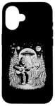 iPhone 16 Bigfoot Funny Bigfoot Play Guitar with Alien Cute UFO Alien Case