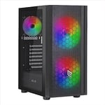 Noua Orizon M101 Boîtier PC de Jeu ATX Noir, Prend en Charge E-ATX, 0,50 mm SPCC, 3 Ventilateurs ARGB LED adressables (2 x 200 mm + 1 x 120 mm), façade en Maille et Panneau latéral en Verre trempé