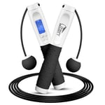 Uten Corde à Sauter, Corde a Sauter Sport avec Compteur de Calories Jump Rope sans Fil Numérique Réglable pour Fitness, Perte de Graisse, Gym, Blanc et Noir