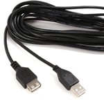 BLACK USB MALE TO FEMALE CABLE 2M Long Extension Lead PC Computer Laptop Printer