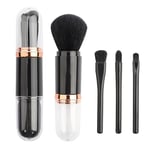 4 in 1 Makeup Brush Set, Mwoot Portable Travel Lip Brush, Foundation Blending Powder Brush, Nail Art Dust Brush, Retractable Mini Facial Cosmetic Makeup Tools (Black)