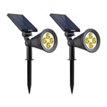 Lot de 2 projecteurs Spot lumineux solaire a led Spiky - Lumiere blanc chaud - 34 cm - Lumi Jardin