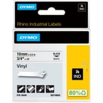 Dymo Rhino Industrial -vinyltejp 19 mm x 5,5 m, svart med vit botten