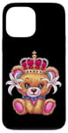 iPhone 13 Pro Max Kawaii teddy bear with crown and lilies Case