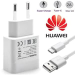 Chargeur Adaptateur secteur d'origine rapide pour Huawei Mate 20 lite avec cable Type C 5V 2A 1 Mètre Couleur Blanc