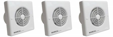 3 x Manrose QF100T "Quiet" Extractor Fans with Timer for 4"/100mm duct