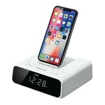 LOGIK LCRQIW21 FM BLUETOOTH ALARM CLOCK RADIO QI CHARGING DOCK + USB - WHITE