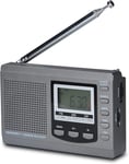 Full Band Radio AM/FM/SW DSP Radio Haut-Parleur stéréo Affichage LCD Réveil Minuterie Sommeil Radio de Poche Démodulation numérique Meilleure réception avec antenne télescopique (Grey)(Q213)