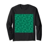 Climbing Vine Leaves In Dusty Green On Aquamarine Long Sleeve T-Shirt