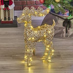 URBNLIVING Light Up LED Reindeer Stags, 45cm Illuminated Christmas Decoration Ornament Figurines, Battery Powered 3xAA Christmas Display Decor (Gold)