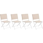 Lot de 4 chaises de jardin pliables en aluminium Lin et Blanc Axant - Hespéride